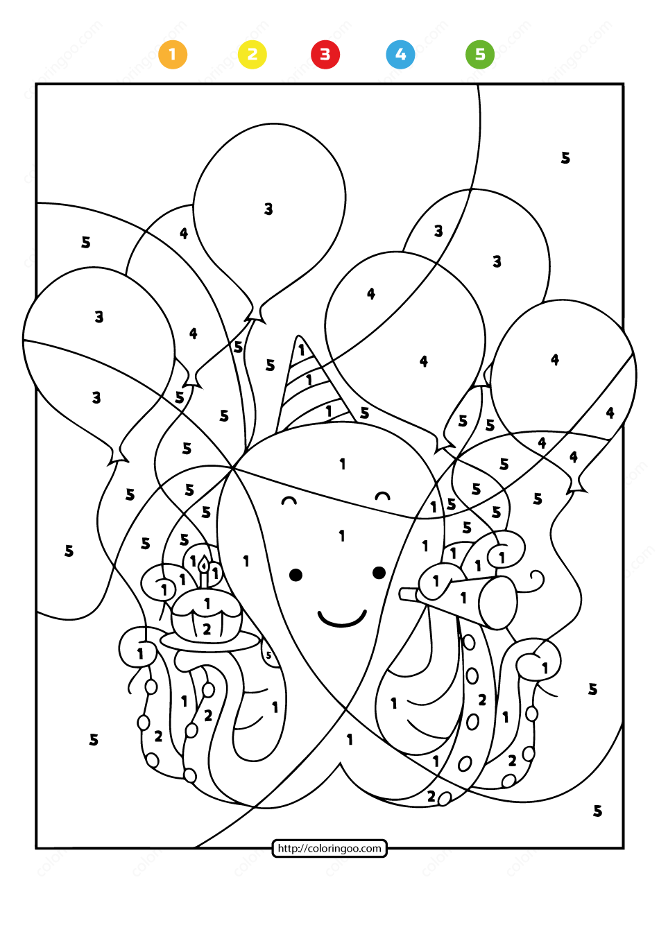 Free Printable Color By Number Ocean Octopus 07