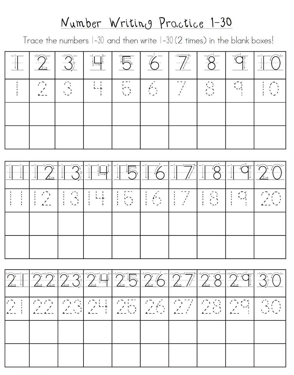 Free Printable Kindergarten Number Worksheets Activity 