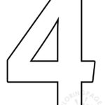 Free Printable Number 4 Template Coloring Page