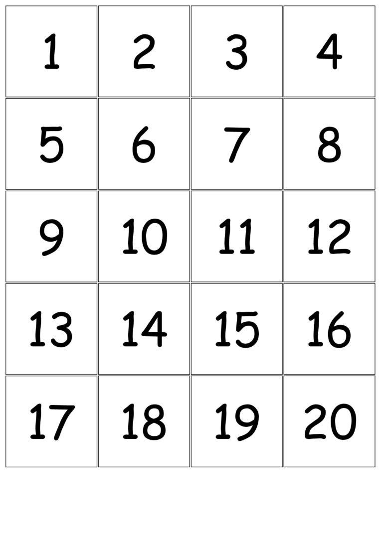 Free Printable Number Bingo Cards 1 20 Free Printable