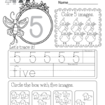 Free Printable Number Five Worksheet For Kindergarten