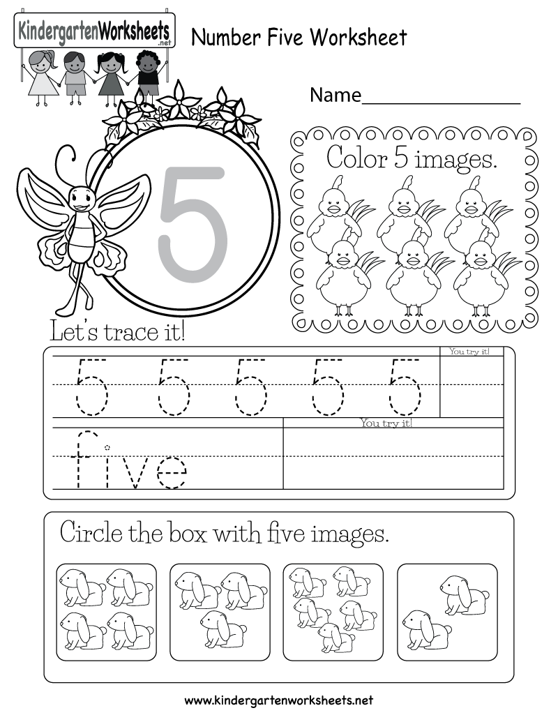 Free Printable Number Five Worksheet For Kindergarten Free Printable Number Five Worksheet For Kindergarten