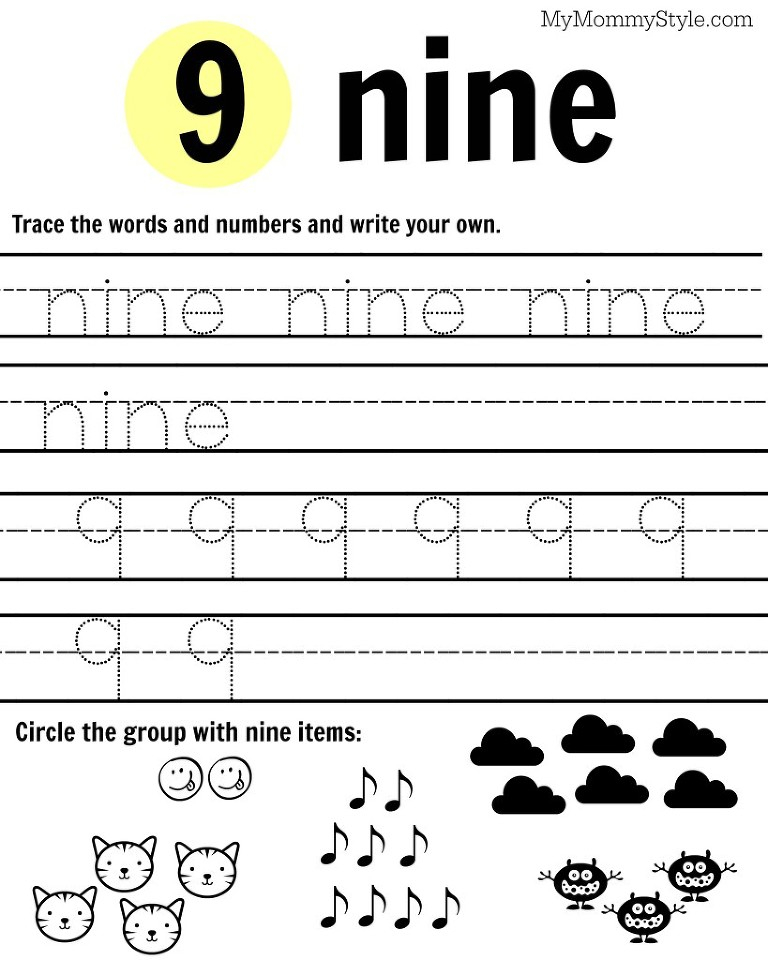Free Printable Number Worksheets 1 9 My Mommy Style Free Printable Number Worksheets 1 9 My Mommy Style