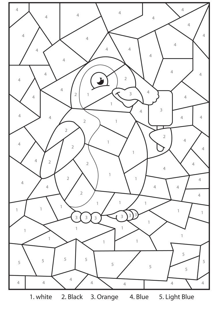 Free Printable Penguin At The Zoo Colour By Numbers 