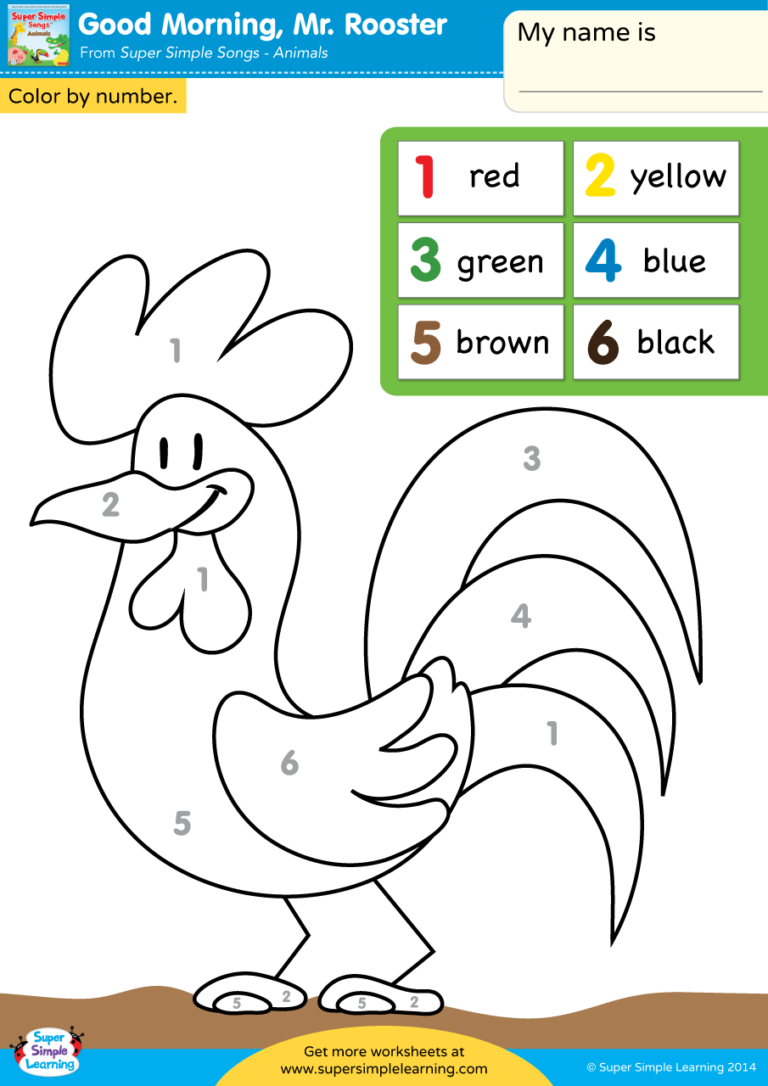 Good Morning Mr Rooster Worksheet Color By Number