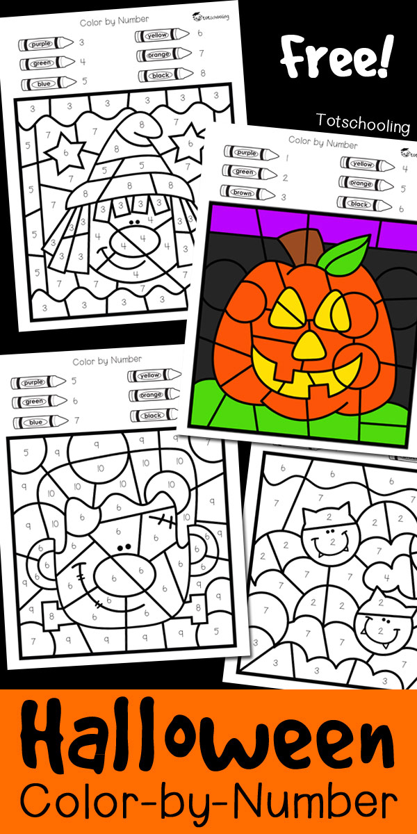 Halloween Color By Number Totschooling Toddler 