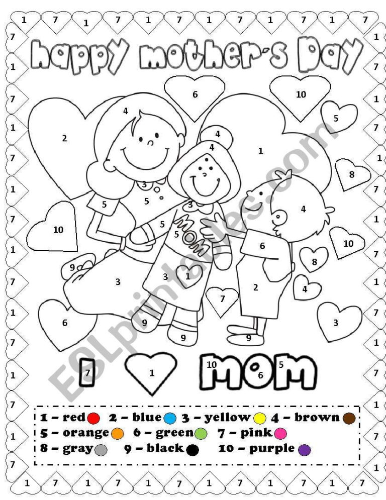 Happy Mother s Day Coloring By Number Escuela Anatom a