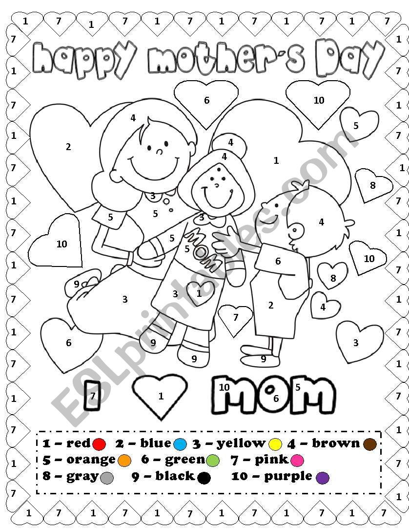 Happy Mother s Day Coloring By Number Escuela Anatom a 