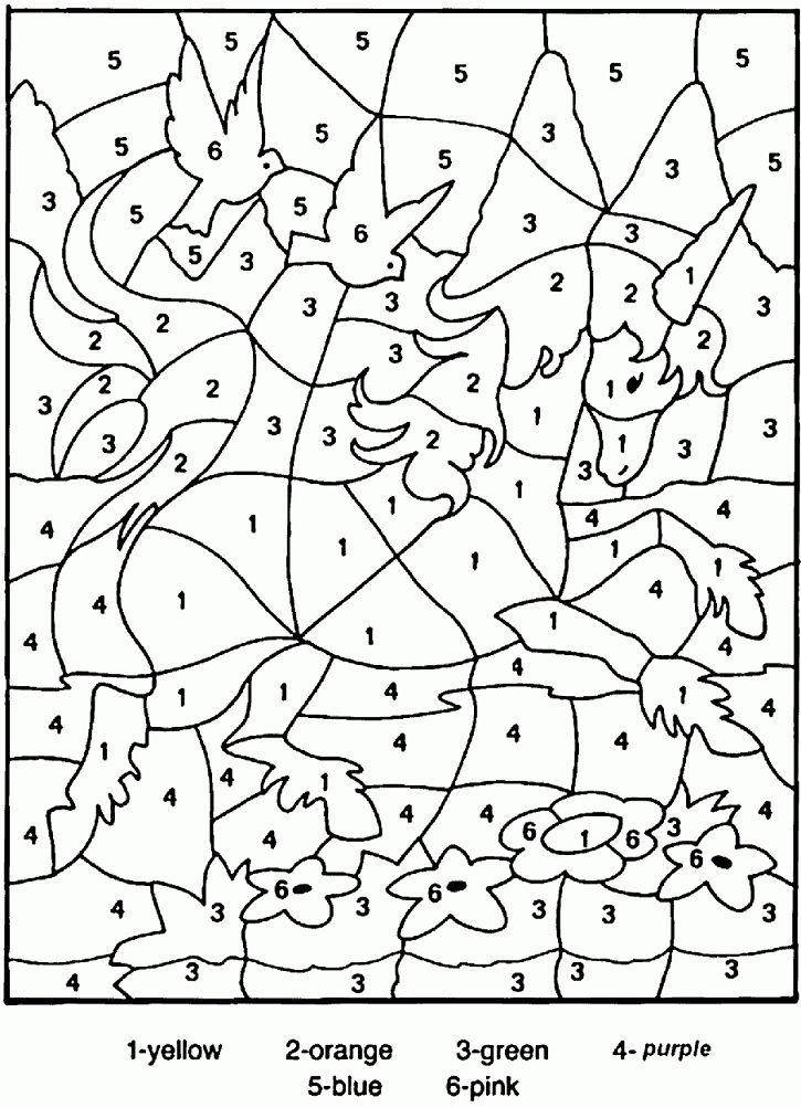 Http wuppsy color by number unicorn coloring page 