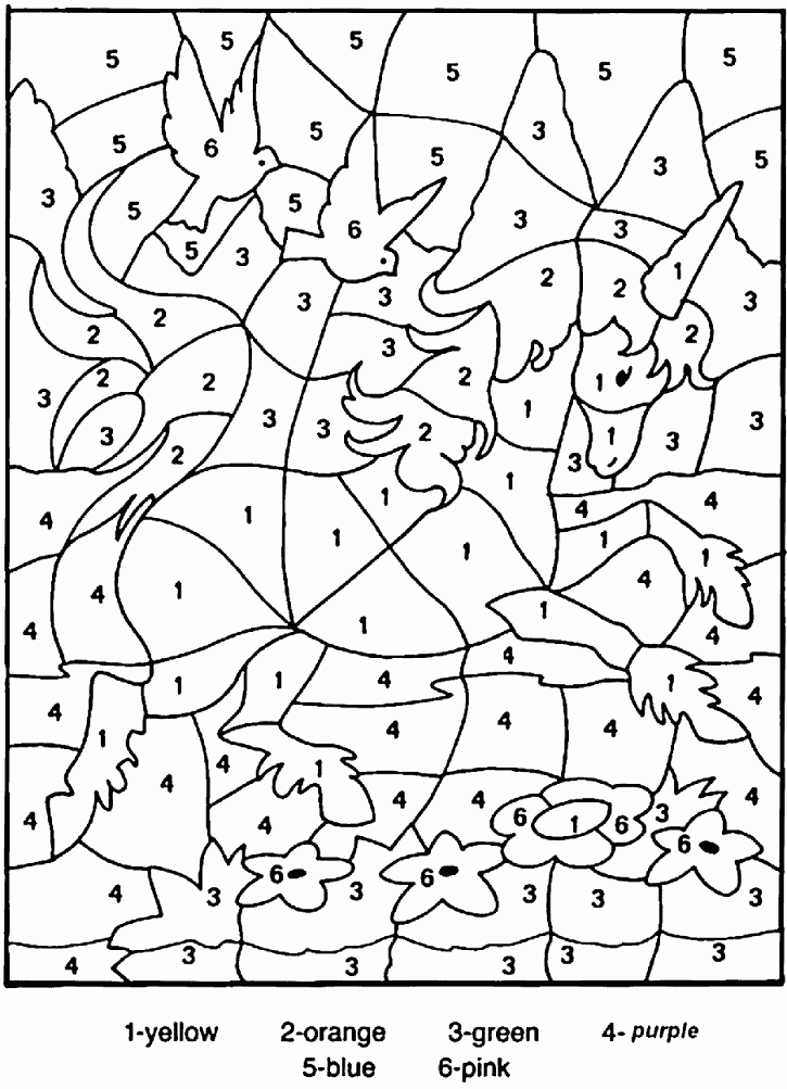 Http Wuppsy Color By Number Unicorn Coloring Page Http wuppsy color by number unicorn coloring page