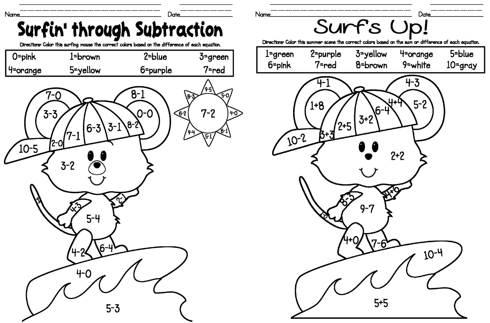 Kelly And Kim s Kreations Addition Subtraction Freebie 