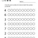 Kindergarten Math Numbers Worksheet Printable Preschool
