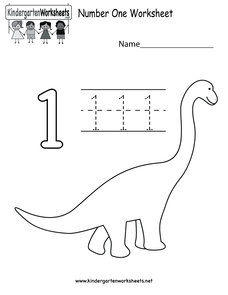 Kindergarten Number One Worksheet Printable Kindergarten 