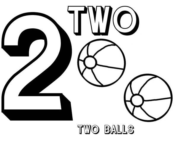 Learn Number 2 With Two Basketball Coloring Page Bulk 