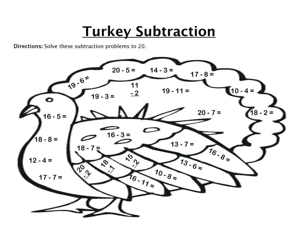 Math Coloring Pages Subtraction Worksheets Math 