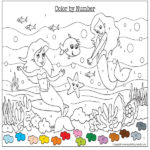 Mermaids Color By Number Worksheet Sparkling Minds