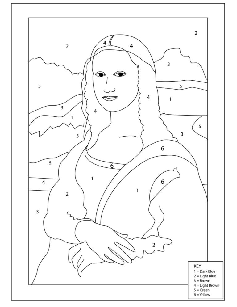 Mona Lisa Coloring Page Printable Mona Lisa Drawing Art