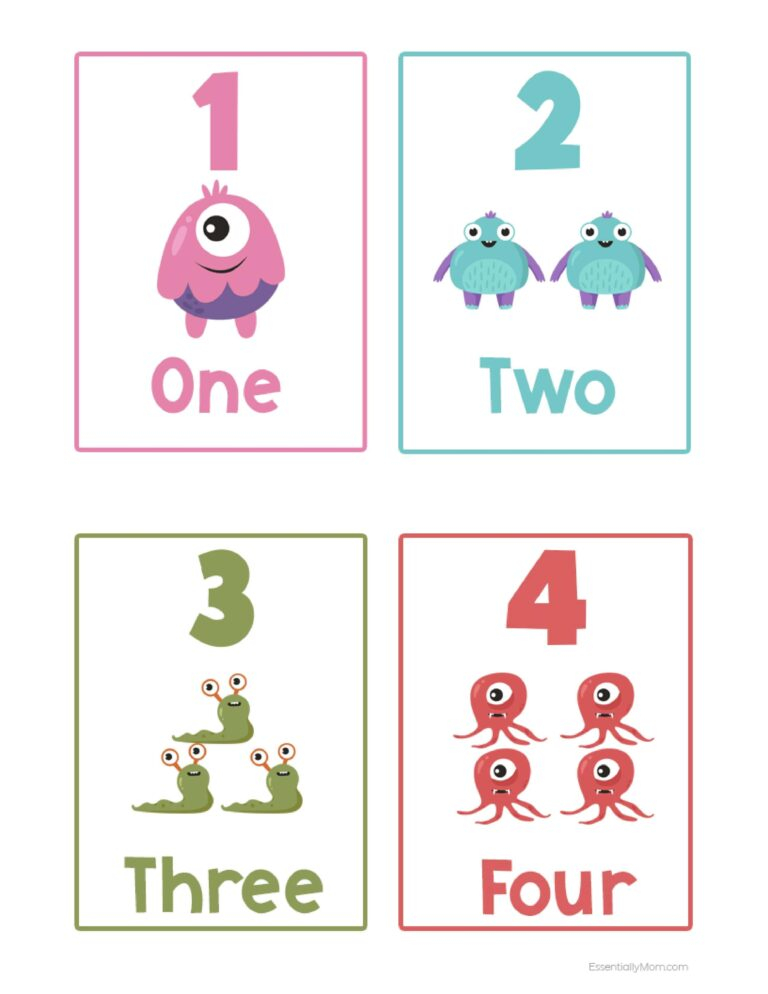 Monster Number Flash Cards FREE Printable Number Flash