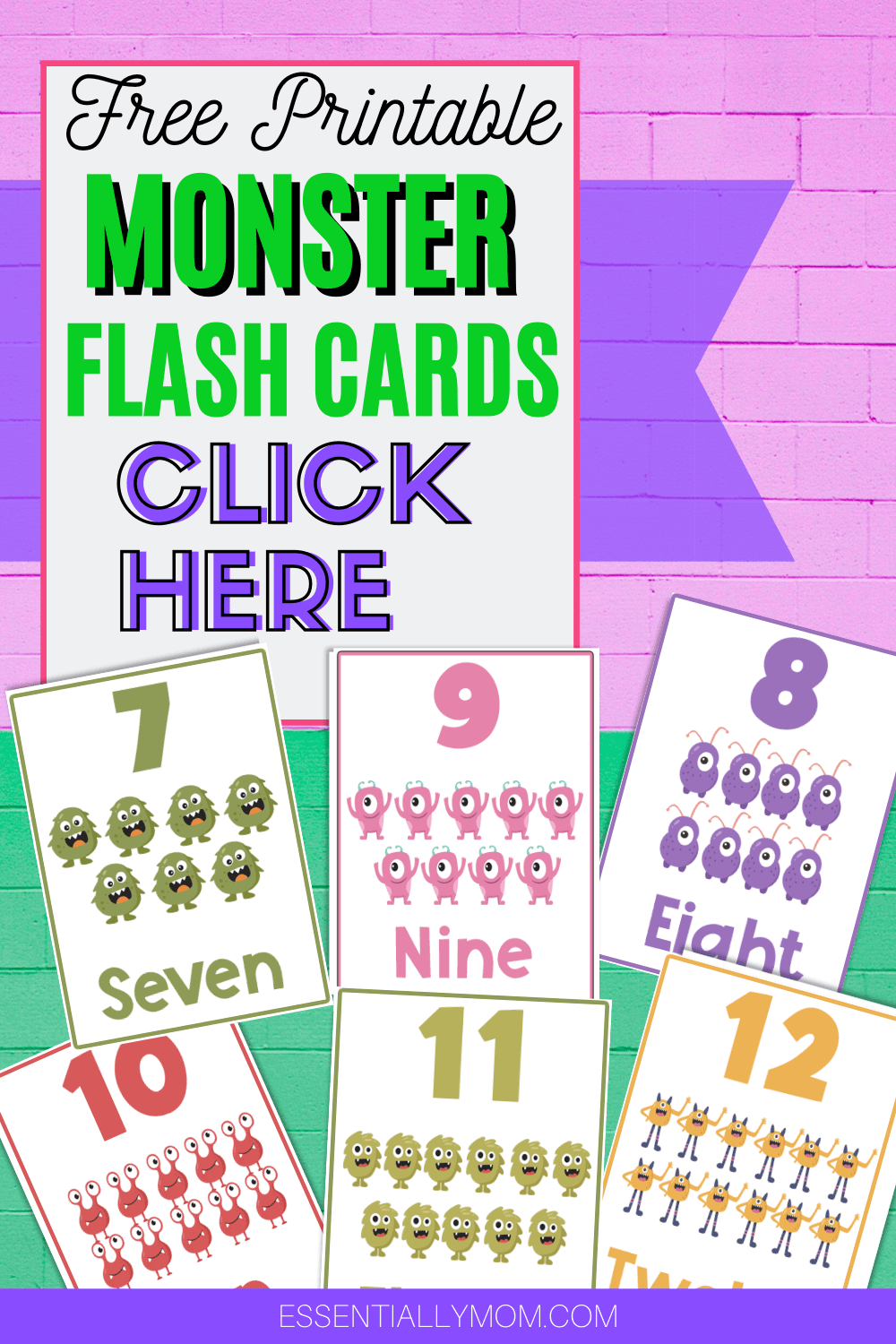 Monster Number Flash Cards FREE Printable Number Flash 