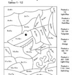 Multiplication Color By Number Worksheet Depicting The