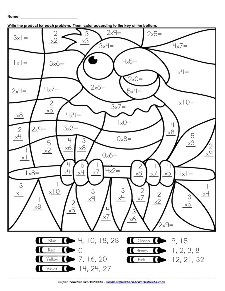 Multiplication Coloring Page Math Coloring Worksheets