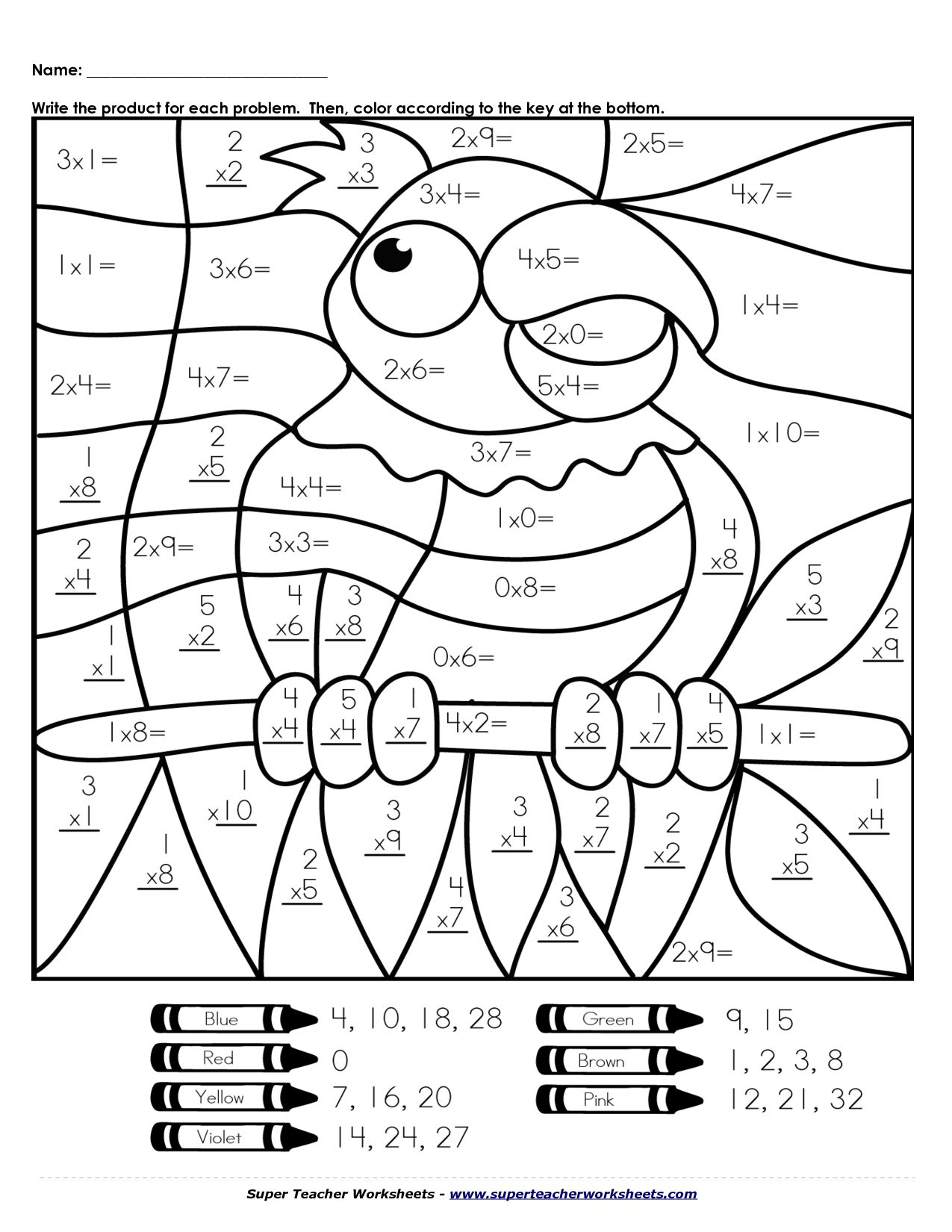 Multiplication Coloring Page Math Coloring Worksheets 