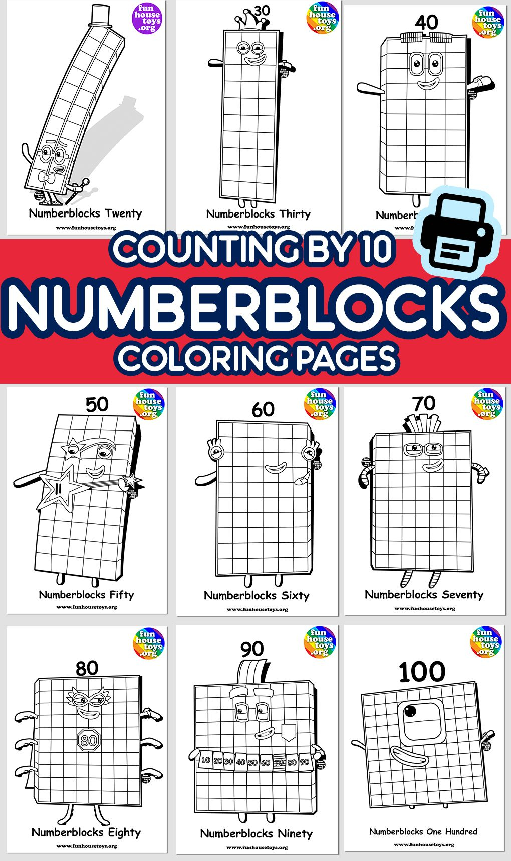 New Numberblocks 100 Available As Coloring Printable For 