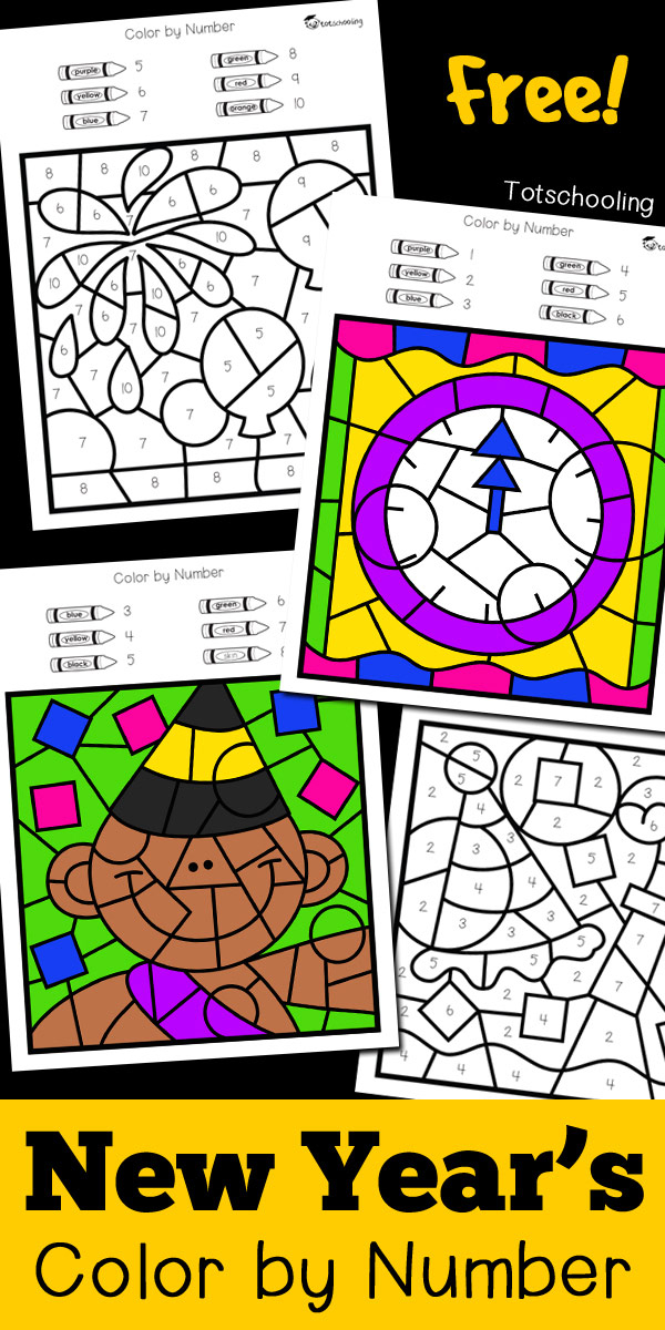 New Year S Color By Number Totschooling Toddler New Year s Color By Number Totschooling Toddler