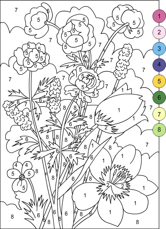 Nicole S Free Coloring Pages COLOR BY NUMBERS FLOWERS Nicole s Free Coloring Pages COLOR BY NUMBERS FLOWERS