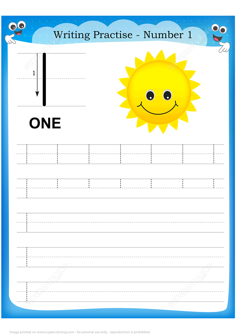 Number 1 Handwriting Practice Worksheet Free Printable Number 1 Handwriting Practice Worksheet Free Printable