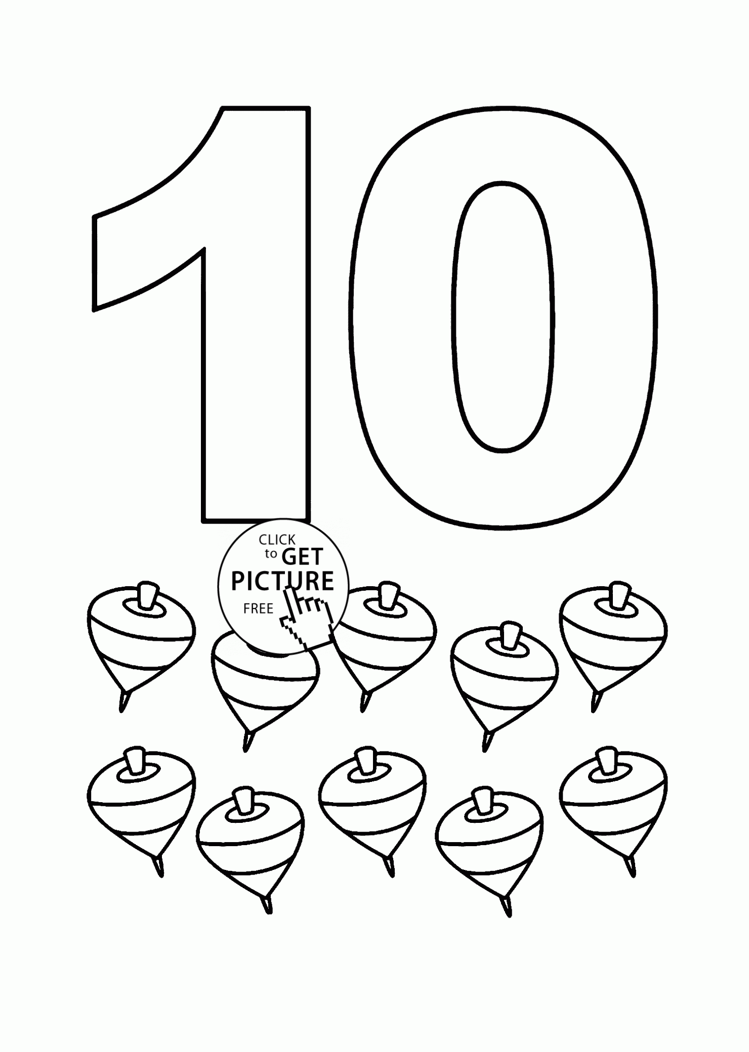 Number 10 Coloring Pages For Kids Counting Sheets 