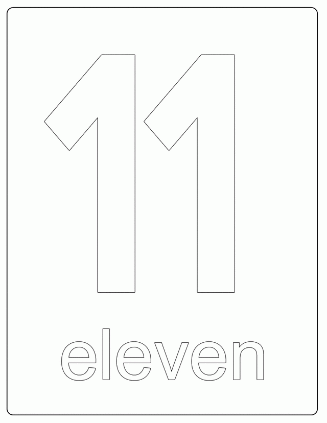 Number 11 Free Printable Coloring Pages