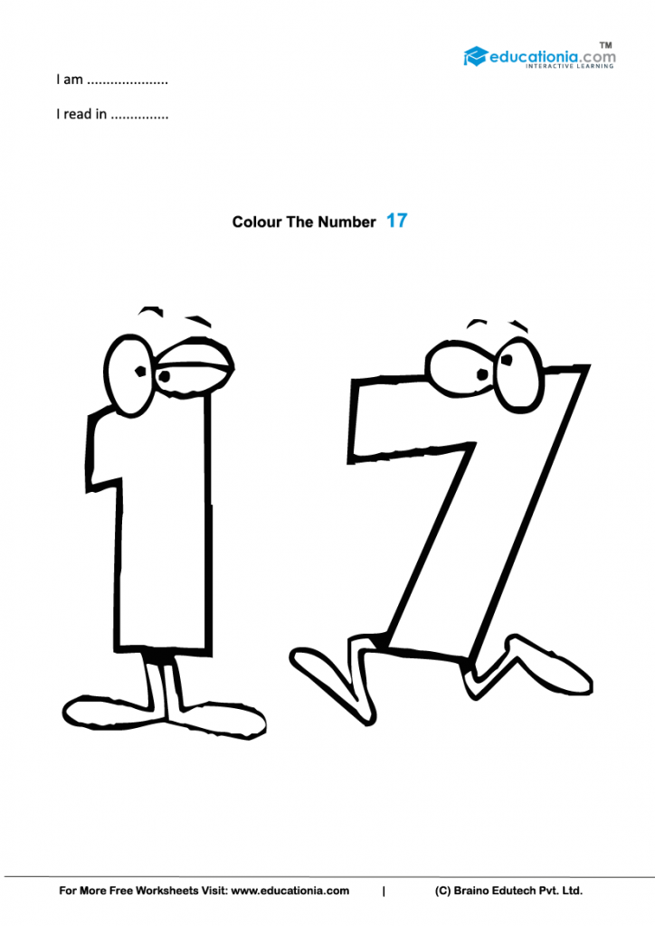 Number 17 Coloring Worksheet Color Worksheets 