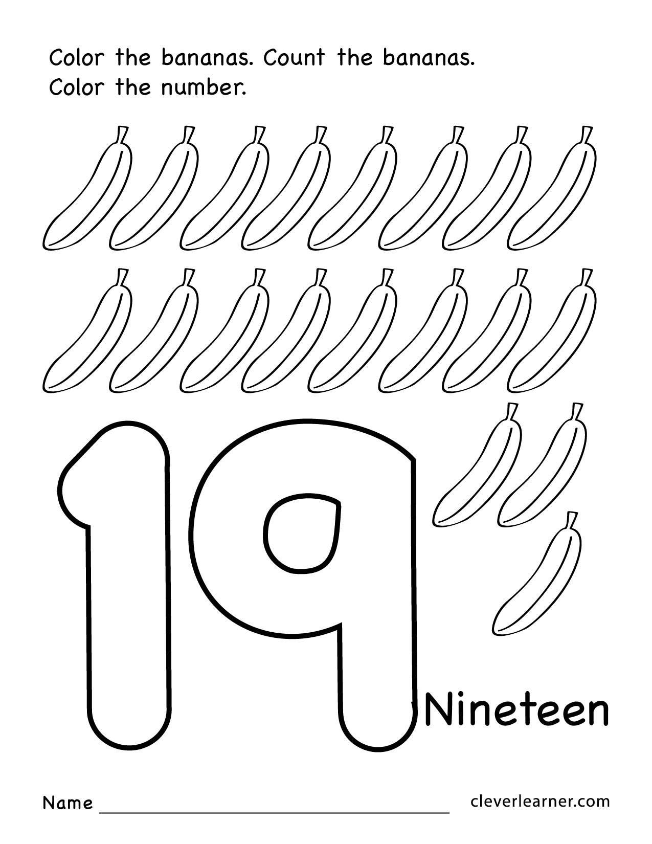 Number 19 Coloring Page At GetColorings Free 