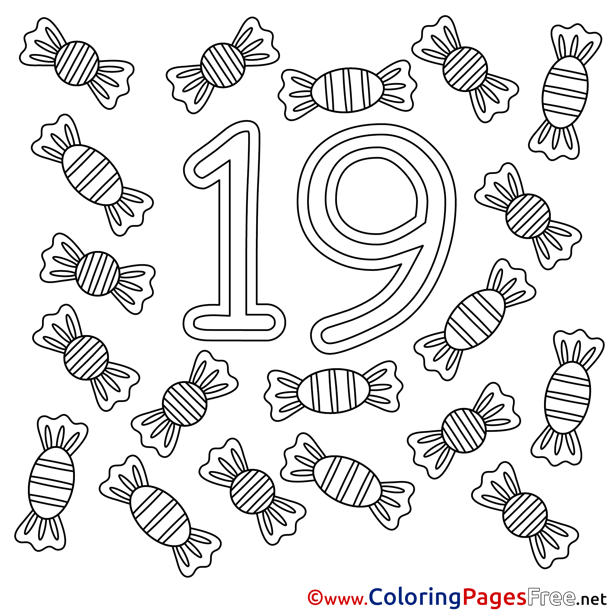 Number 19 Coloring Page At GetColorings Free 