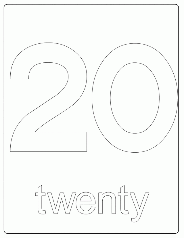 Number 20 Free Printable Coloring Pages Number 20 Free Printable Coloring Pages