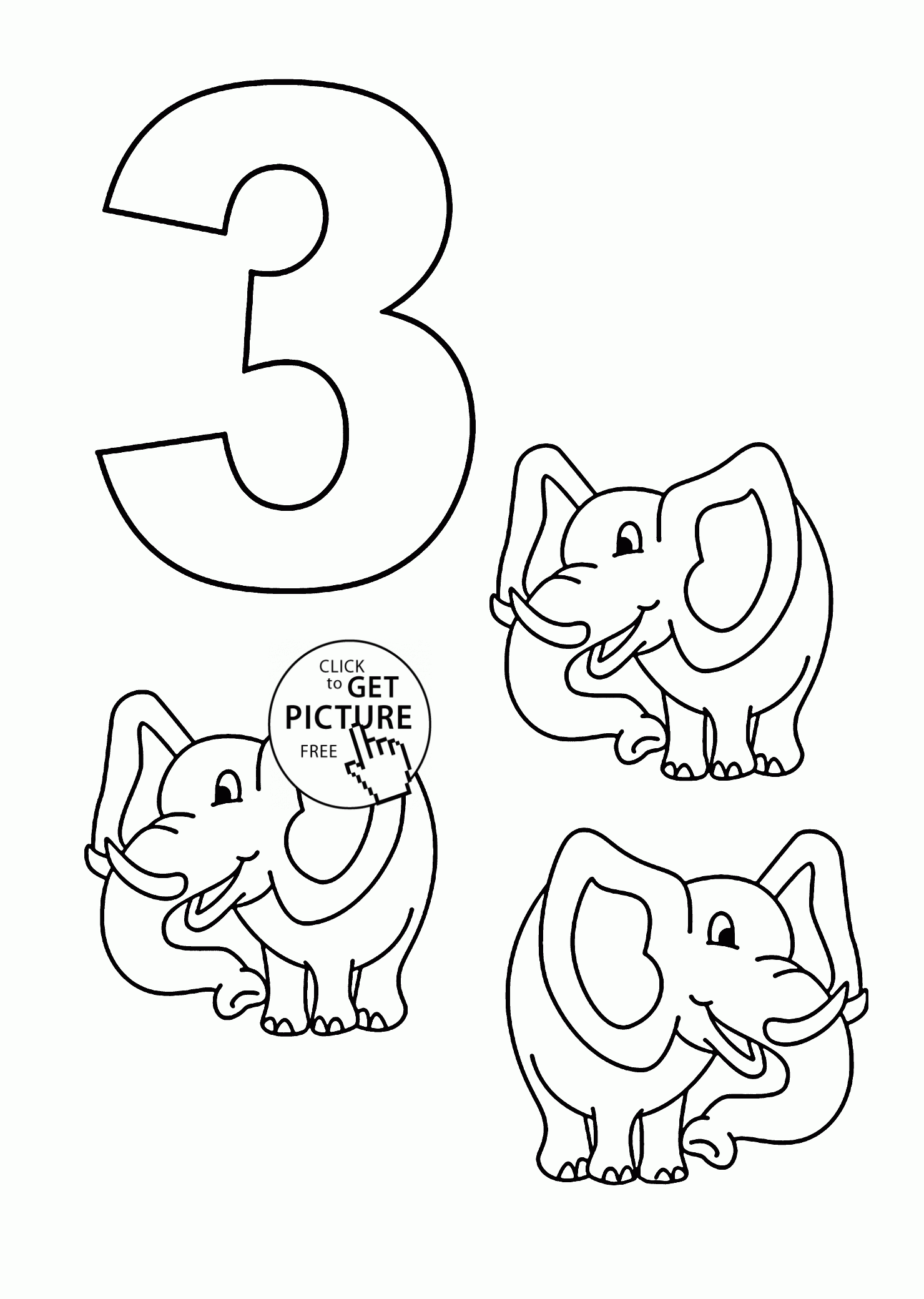 Number 3 Coloring Pages For Kids Counting Sheets 