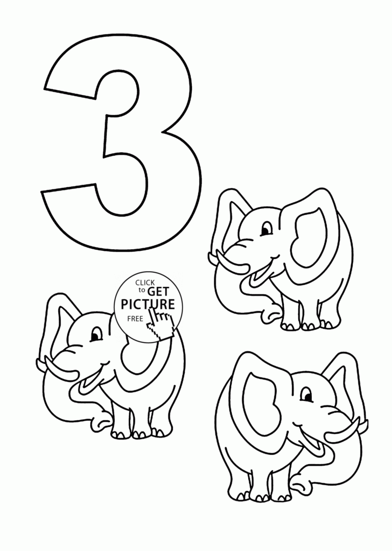 Number 3 Coloring Pages For Kids Counting Sheets