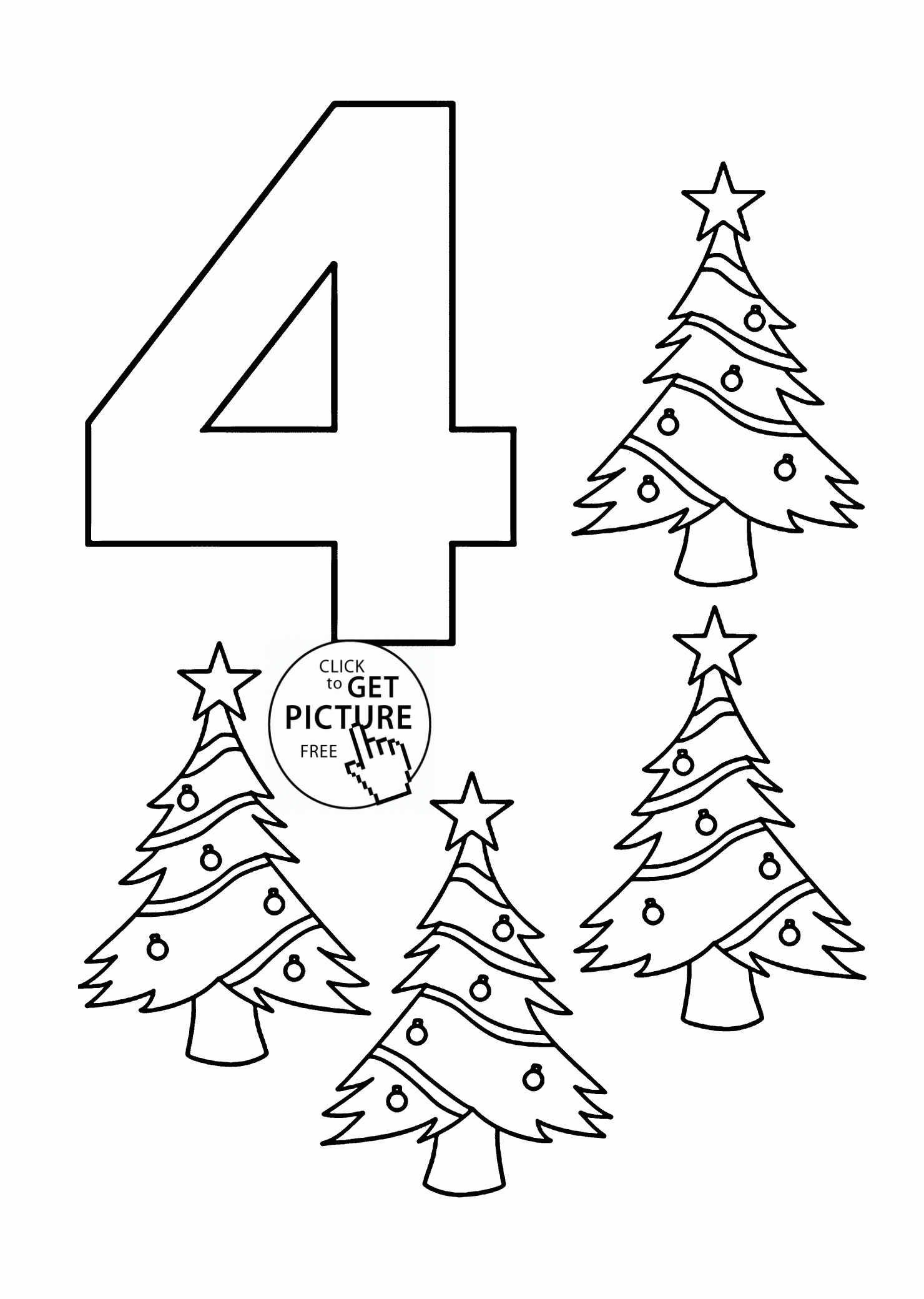 Number 4 Coloring Pages For Kids Counting Sheets 