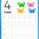 Number 4 Handwriting Practice Worksheet Free Printable