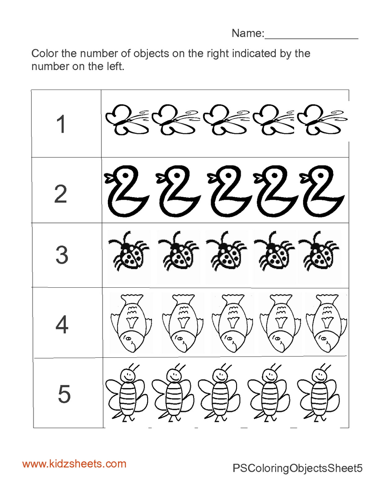 Number 5 Tracing Worksheets Preschool Printable Coloring 