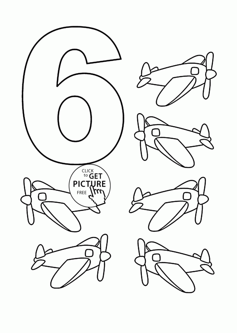 Number 6 Coloring Pages For Kids Counting Sheets