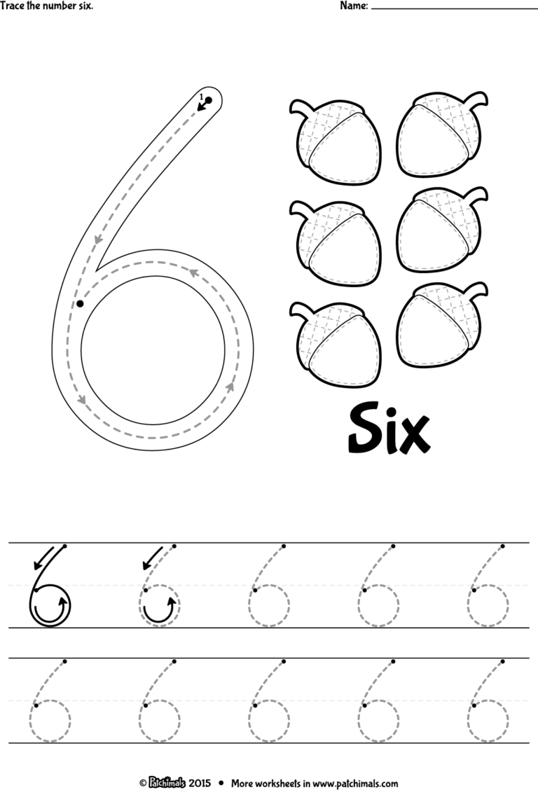 Number 6 Tracing Worksheets