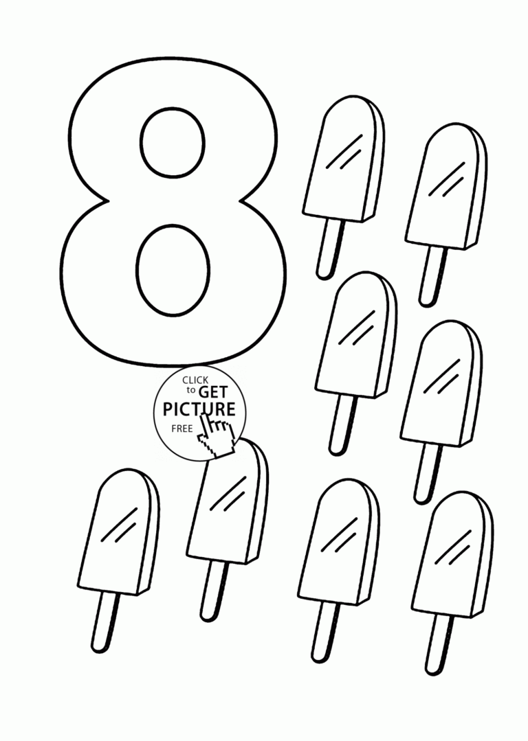 Number 8 Coloring Pages For Kids Counting Sheets