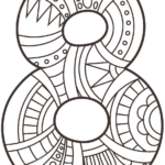 Number 8 Zentangle Coloring Page Free Printable Coloring
