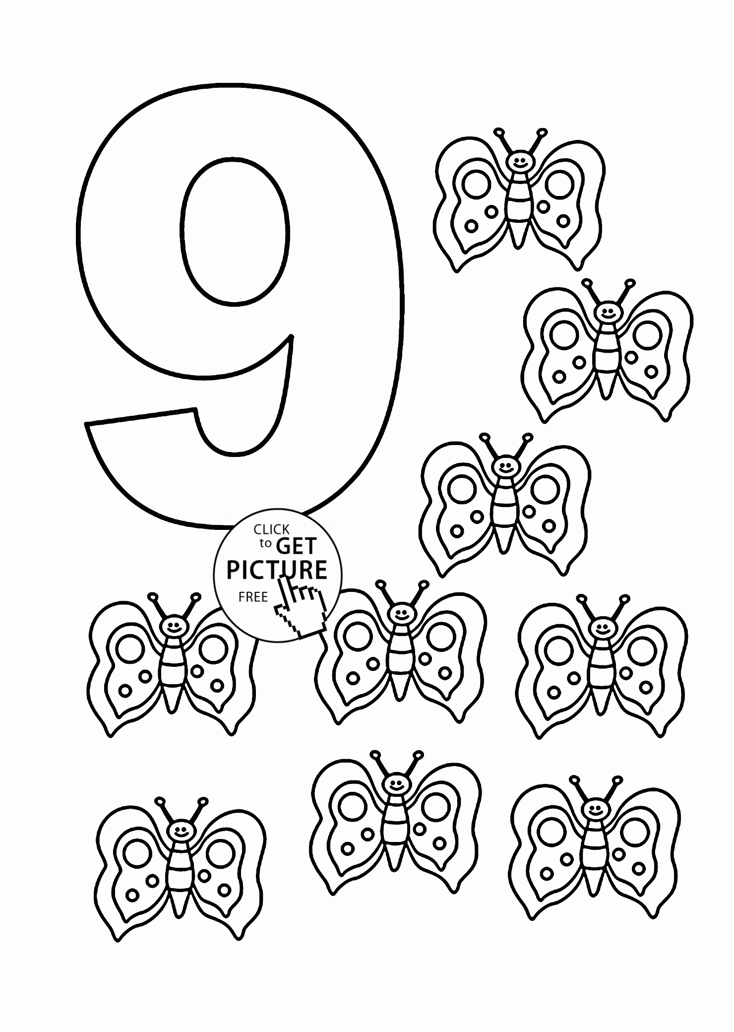 Number 9 Coloring Pages For Kids Counting Sheets Number 9 Coloring Pages For Kids Counting Sheets