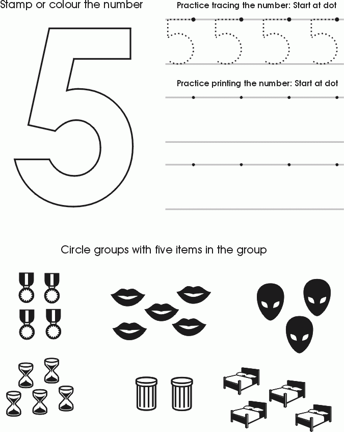 Number Five Worksheet Free Preschool Printable Numbers 