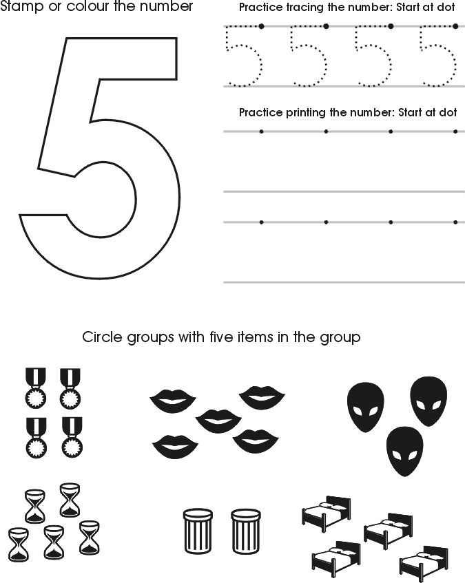 Number Five Worksheet Free Preschool Printable Numbers 