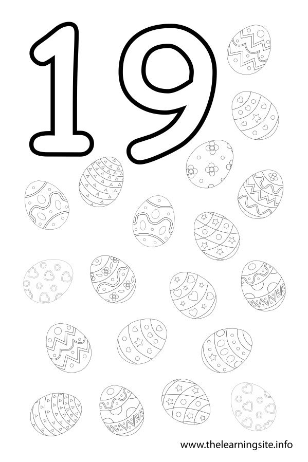 Number Nineteens 19 Coloring Pages Numbers Preschool Number Nineteens 19 Coloring Pages Numbers Preschool