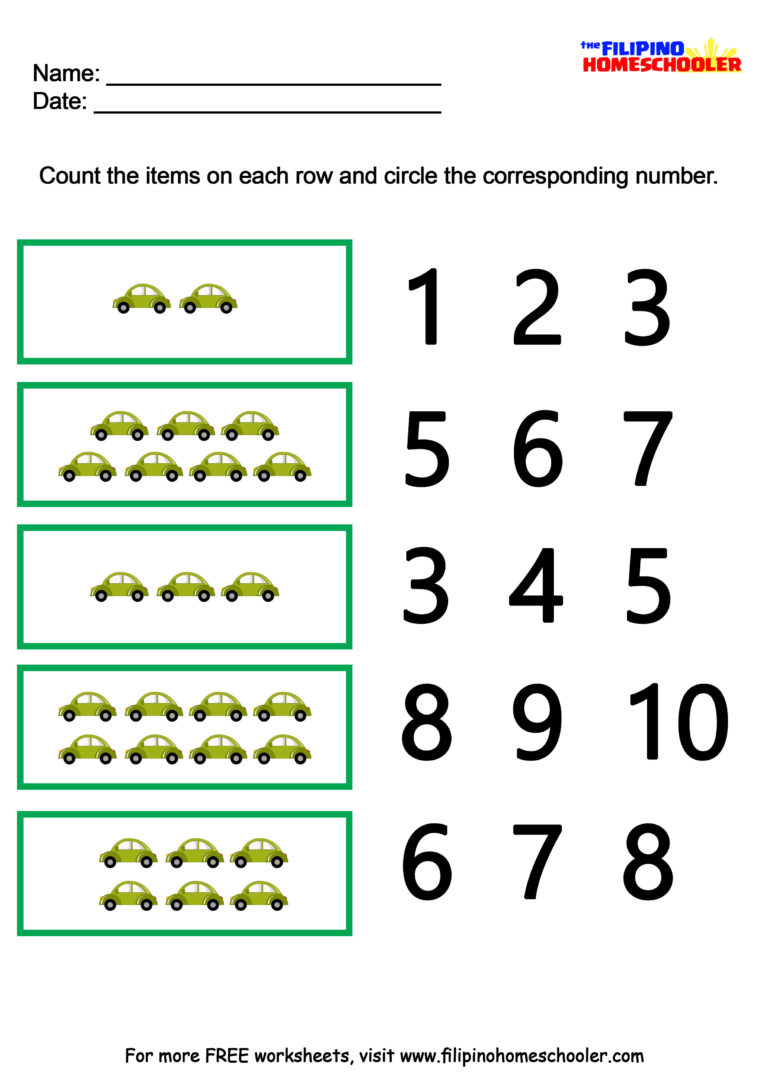 Number Recognition Worksheets 1 10 The Filipino Homeschooler